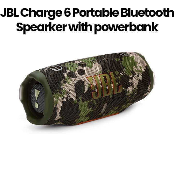 JBL Charge 6 Portable Waterproof And Drop-Proof Bluetooth Speaker With Powerbank, Durable Design Perfect For Outdoor And Indoor Use - Squad - JBLCHARGE6SQD