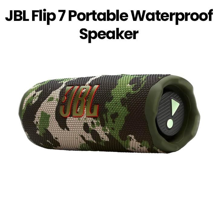 مكبر صوت بلوتوث محمول مقاوم للماء والصدمات من جيه بي إل فليب ٧ - كامو | JBLFLIP7SQD