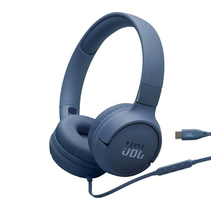 JBL Tune 520C Wired On-Ear Headphones With USB-C, Hi-Res Audio, JBL Pure Bass Sound, EQ Presets - Blue - JBLT520CBLU