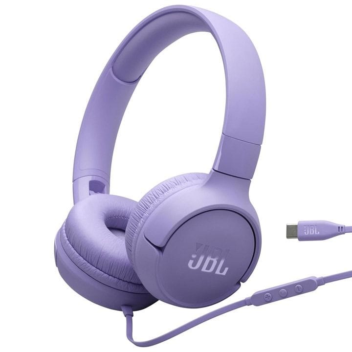 JBL Tune 520C Wired On-Ear Headphones With USB-C, Hi-Res Audio, JBL Pure Bass Sound, EQ Presets - Purple - JBLT520CPUR