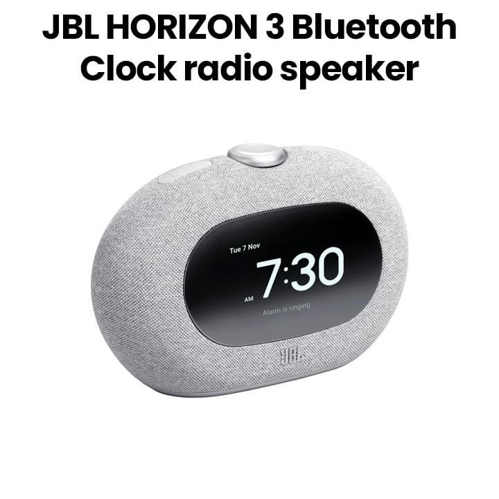 JBL Horizon3 Bluetooth Clock Radio Speaker, Powerful JBL Pro Sound, Ambient Light, Customizable Sleep Mode With DAB/DAB+/FM - Grey - HORIZON3