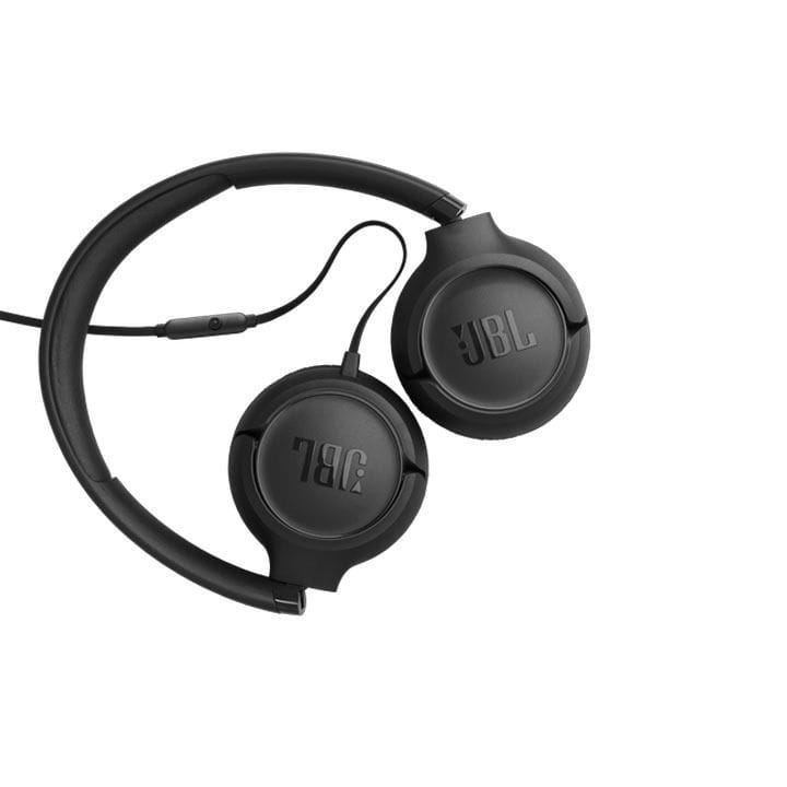 JBL Wired Tune 530 On-Ear Headphones, JBL Pure Bass Sound, Foldable Design, Durable Tangle-Free Cable, Smart Listening - Black - TUNE530