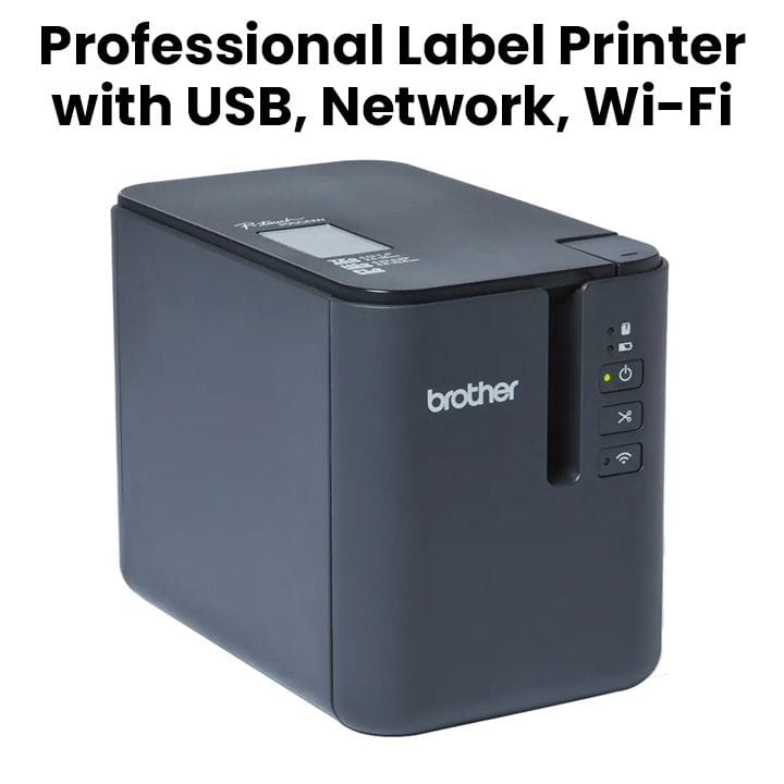 Brother High-Resolution Industrial Desktop Label Printer, Wi-Fi And Network Capability, 60 mm/sec. Print Speed - Gray - PT-P950NW