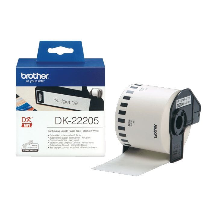 ورق طباعة ملصقات مستمر من براذر DK22205، بعرض 62 مم