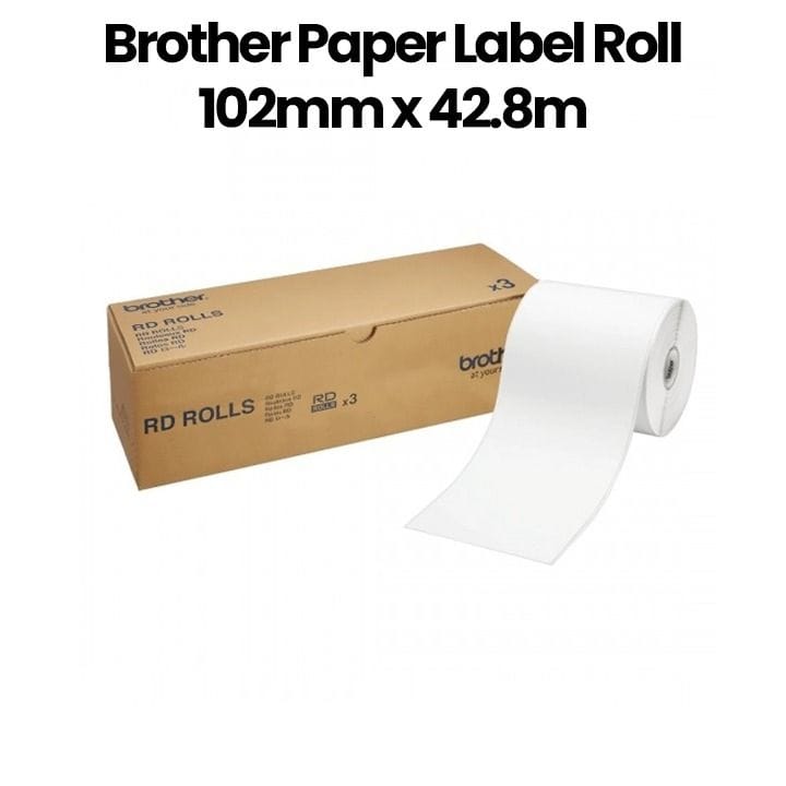 Brother Continuous Paper Label Roll 102mm x 42.8m, Direct Thermal Printing, Custom Length Labels, Reduces Waste - White - RD-S01C2