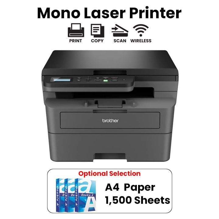 Brother Wireless Mono Laser 3-In-1 Printer, 1 Sheet Manual Feed Slot, Print Speed Up to 34 ppm - Black - DCP-L2625DW