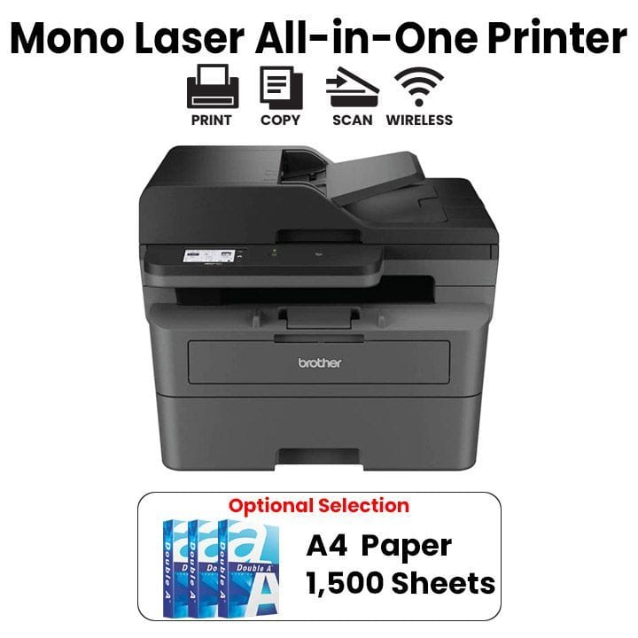 Brother Auto 2-Sided Mono Laser Printer, Up to 34 ppm, Hi-Speed USB, Wired & Wireless Connectivity - Black - MFC-L2885DW