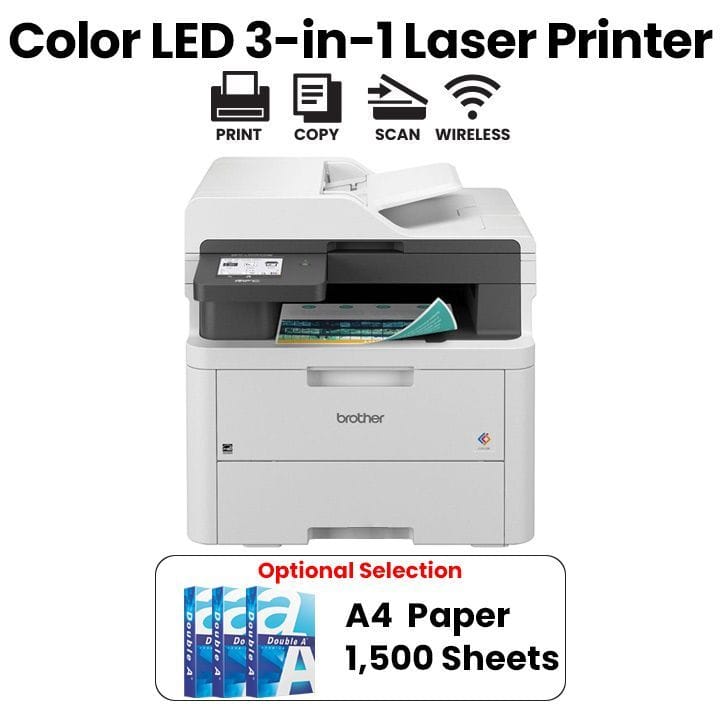 Brother Color LED Laser Multifunction Printer, LED Printing Technology, Automatic Duplex Printing, ADF Support - White - MFC-L3720CDW