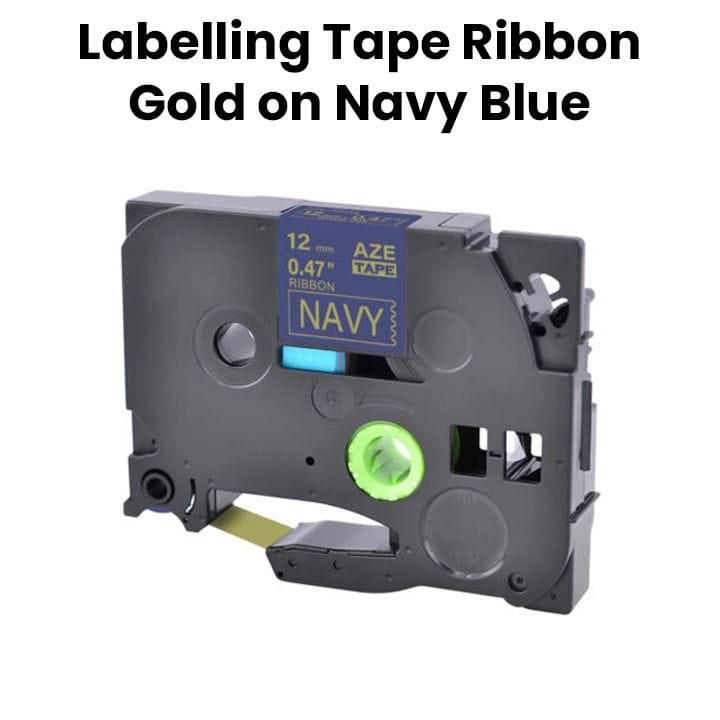 Brother Satin Ribbon Gold On Navy Blue  - 12mm - 4M | TZE-RN34