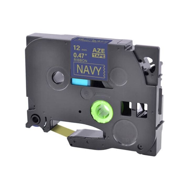 Brother Satin Ribbon Gold On Navy Blue  - 12mm - 4M | TZE-RN34