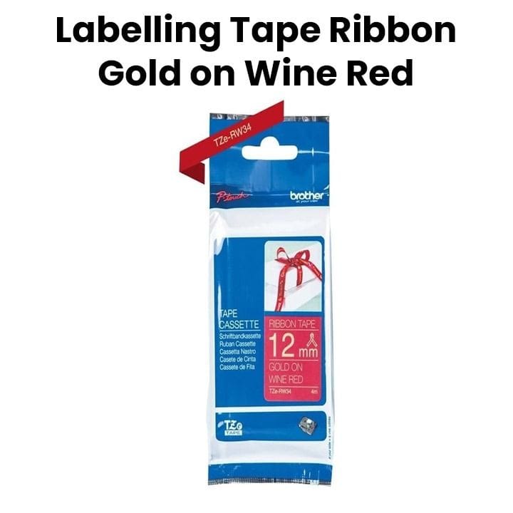 Brother Satin Ribbon Gold On Wine Red  - 12mm - 4M | TZE-RW34