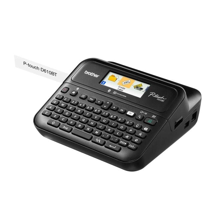 Brother Desktop PC And Bluetooth Wireless Connectable Label Printer, Auto Cut Function, Full-Colour LCD Screen With Backlight - Black - PT-D610BT