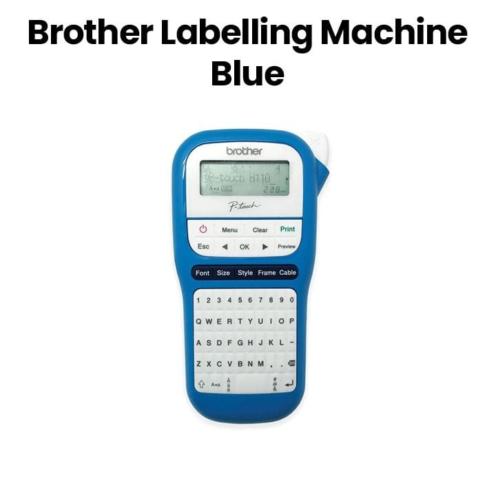Brother Handheld Electrician Label Printer, Graphical LCD, Dedicated Keypad Functions - Blue - PT-H110