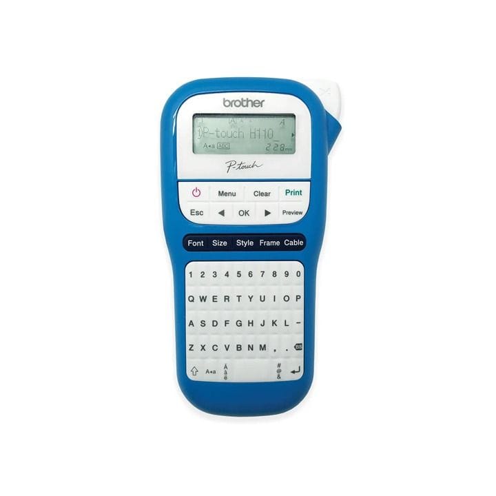 Brother Handheld Electrician Label Printer, Graphical LCD, Dedicated Keypad Functions - Blue - PT-H110