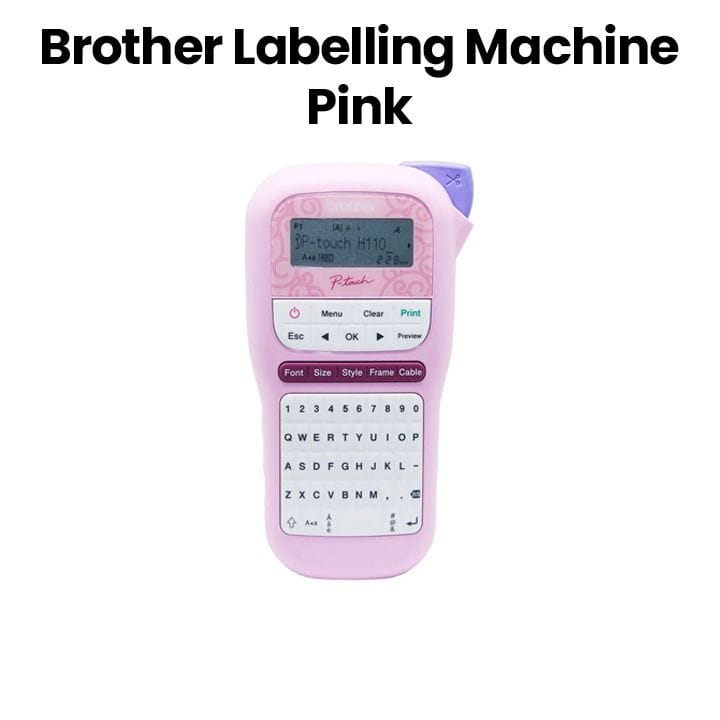 Brother Handheld Electrician Label Printer, Graphical LCD, Dedicated Keypad Functions - Pink - PT-H110