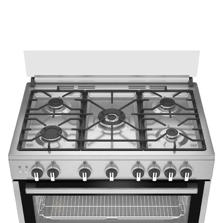 Ariston 90x60cm Freestanding Gas Cooker – 5 Gas Burners incl. Wok Burner, Fan-Assisted Gas Oven, Mechanical Timer | Inox – ARR9 GGF 22125 XME
