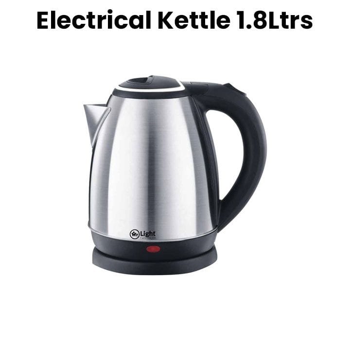 Mr. Light Electric Kettle 1.8L, Stainless Steel Finish, Heat Resistant Handle, 1800W Fast Boiling - Silver - MR 2618