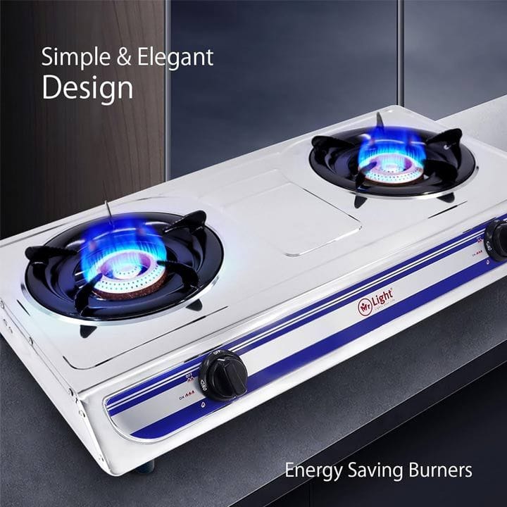 مستر لايت موقد غاز ذو شعلتين MRGB2555-2SS