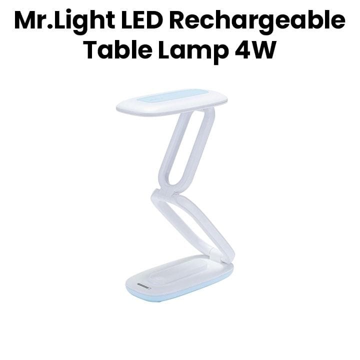 Mr. Light LED Rechargeable Table Lamp 4W, Touch Control And Stepless Dimming, Rechargeable Battery, Portable And Foldable - White - MR6600