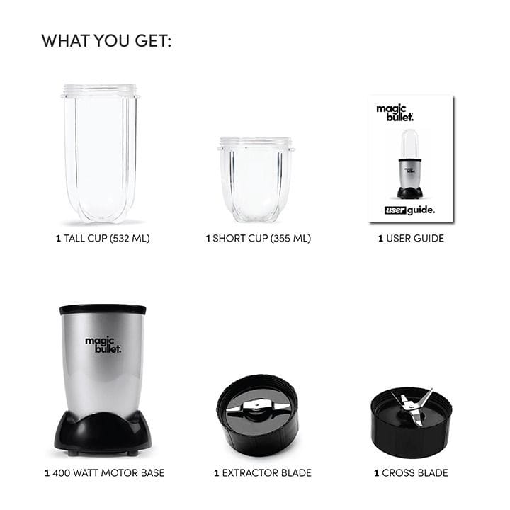 Magic Bullet MB4-0612 6-Piece High-Speed Blender/Mixer System, 400W, 0.6L