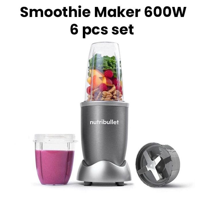 NutriBullet Smoothie Maker 600W – 6-Piece Set Personal Blender for Smoothies & Shakes, Fruit & Vegetable Juicing, Compact Kitchen Blender, NBR-0612