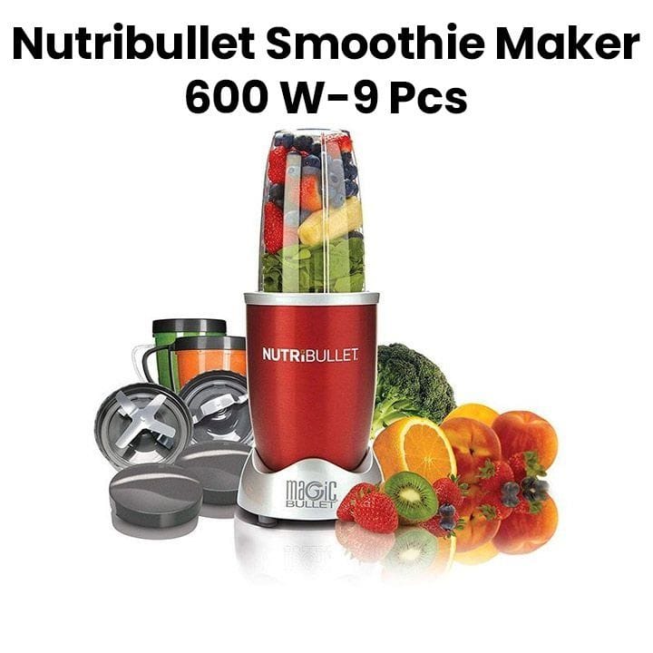 NutriBullet Smoothie Maker 600W – 9-Piece Personal Blender Set for Smoothies & Healthy Drinks, Compact Juice Blender,  NBR-1212R