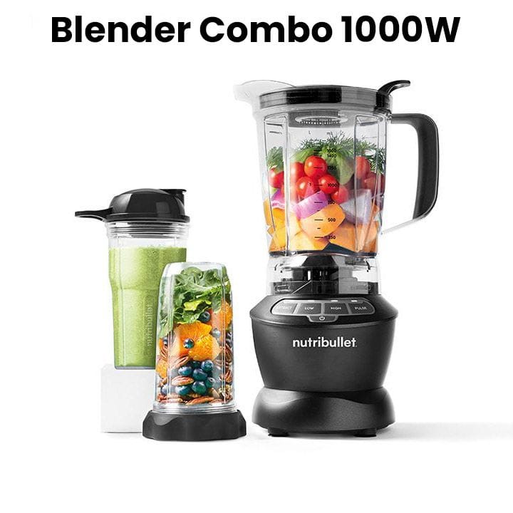 NutriBullet Blender Combo 1000W – Multi-Function Blender with Cups & Pitcher for Smoothies, Juices & Ice Crushing,  NBC-0910B