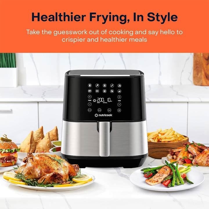 NutriCook Rapid Air Fryer 5.5L 1700W, Large Capacity Digital Air Fryer for Healthy Oil-Free Cooking, Fry Bake Roast | NC-AF205
