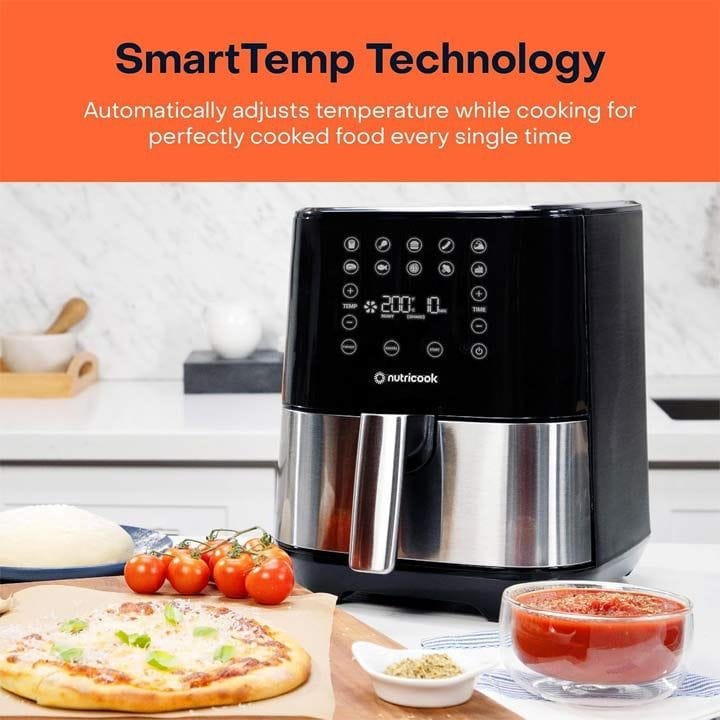 NutriCook Rapid Air Fryer 5.5L 1700W, Large Capacity Digital Air Fryer for Healthy Oil-Free Cooking, Fry Bake Roast | NC-AF205