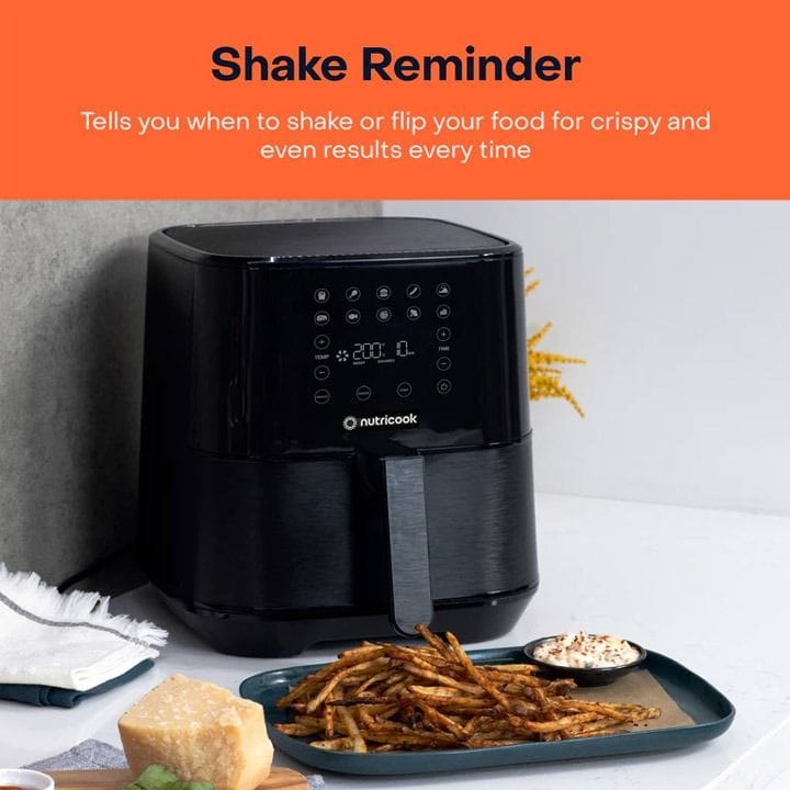 Nutricook Rapid Air Fryer 5.5L 1700W, Large Capacity Digital Air Fryer for Healthy Oil-Free Cooking, Fry Bake Roast | NC-AF205K