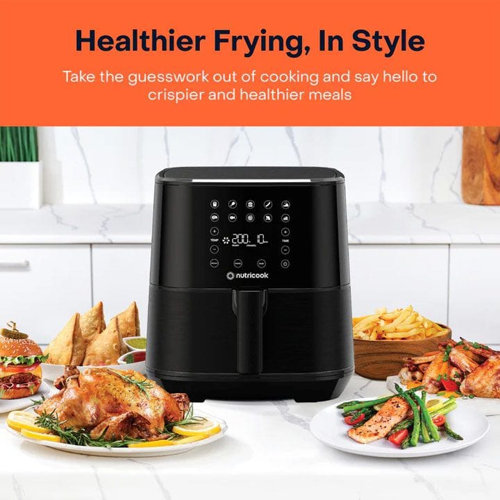 Nutricook Rapid Air Fryer 5.5L 1700W, Large Capacity Digital Air Fryer for Healthy Oil-Free Cooking, Fry Bake Roast | NC-AF205K