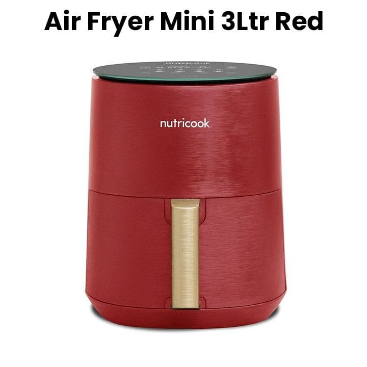 Nutricook 3L Air Fryer Mini – Compact Countertop Design, Rapid Hot Air Technology, Healthy Oil-Free Frying for Everyday Meals  - Red | NC-AF103R