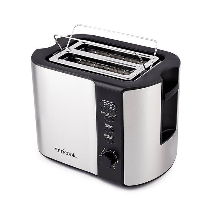 Nutricook 2-Slice Stainless Steel Digital Toaster 800W, LED Display Bread Toaster with Adjustable Browning | NC-T102S