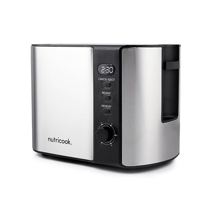 Nutricook 2-Slice Stainless Steel Digital Toaster 800W, LED Display Bread Toaster with Adjustable Browning | NC-T102S
