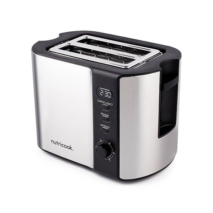 Nutricook 2-Slice Stainless Steel Digital Toaster 800W, LED Display Bread Toaster with Adjustable Browning | NC-T102S
