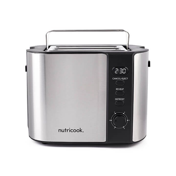 Nutricook 2-Slice Stainless Steel Digital Toaster 800W, LED Display Bread Toaster with Adjustable Browning | NC-T102S