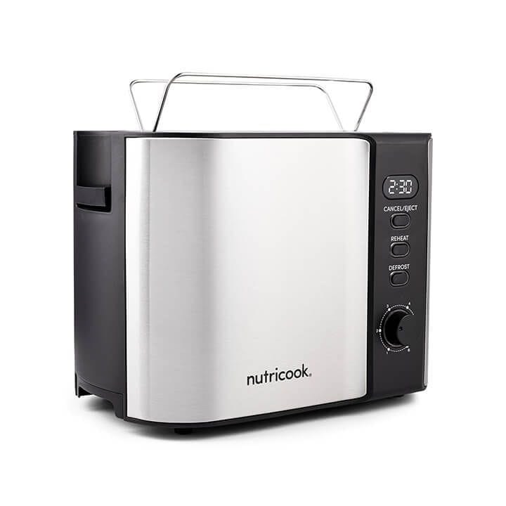 Nutricook 2-Slice Stainless Steel Digital Toaster 800W, LED Display Bread Toaster with Adjustable Browning | NC-T102S