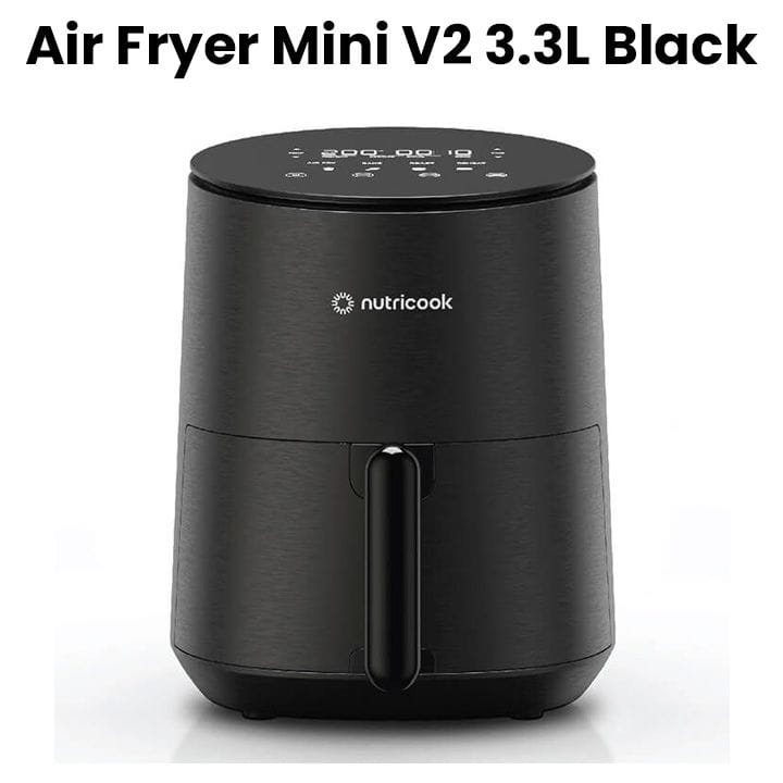Nutricook Air Fryer Mini V2 3.3L Digital Air Fryer – Compact Space-Saving Design, Rapid Hot Air Technology, Healthy Oil-Free Cooking - Black | NC-AFM033K