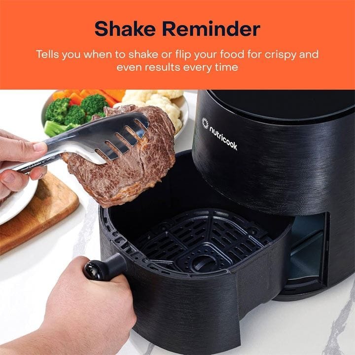 Nutricook Air Fryer Mini V2 3.3L Digital Air Fryer – Compact Space-Saving Design, Rapid Hot Air Technology, Healthy Oil-Free Cooking - Black | NC-AFM033K