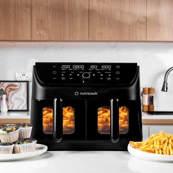 Nutricook 8.5L Air Fryer Duo 2 Non-Vision Digital Air Fryer – Dual Basket Cooking, Rapid Hot Air Technology, Healthy Oil-Free Frying | NC-AFD185