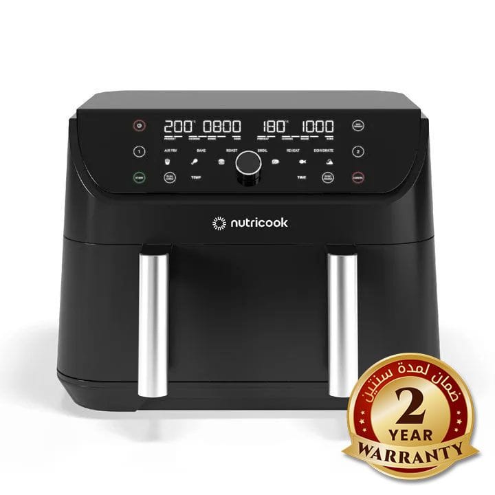 Nutricook Air Fryer Duo 2 Flexzone 8.5L Air Fryer – FlexZone Dual Basket, Sync Cook Function, Rapid Hot Air Oil-Free Frying | NC-AFD285