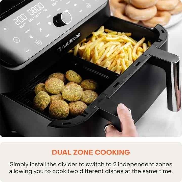 Nutricook Air Fryer Duo 2 Flexzone 8.5L Air Fryer – FlexZone Dual Basket, Sync Cook Function, Rapid Hot Air Oil-Free Frying | NC-AFD285