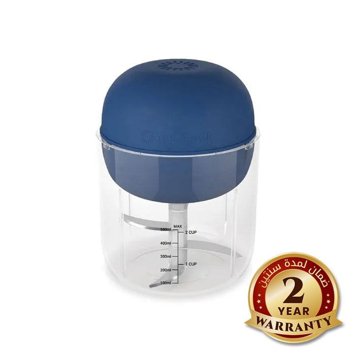 Nutricook Choppi Portable Rechargeable Chopper 500ml – Cordless USB Charging, Stainless Steel Blades, Compact Kitchen Prep Tool - Blue | CH600B-ME