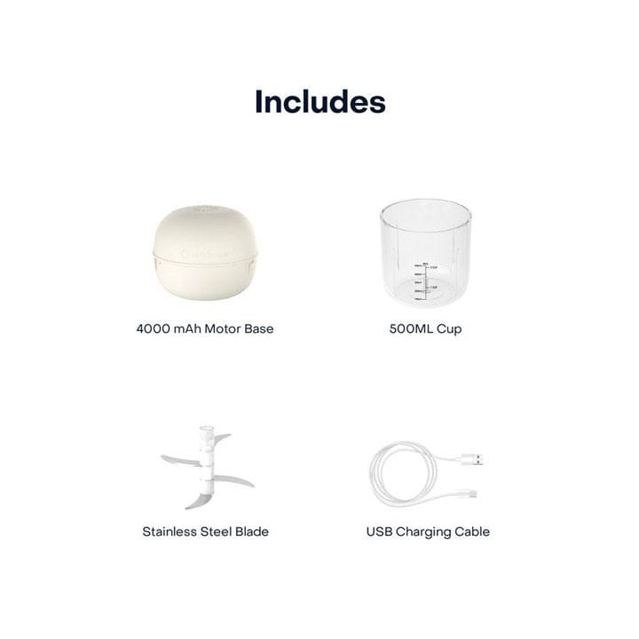 Nutricook Choppi Portable Rechargeable Chopper 500ml – Cordless USB Charging, Stainless Steel Blades, Compact Kitchen Prep Tool - Dessert Sand  | CH600S-ME