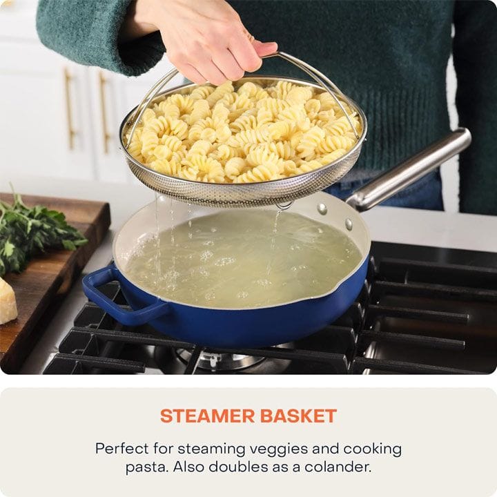 Nutricook 26cm One Pan – Blue Non-Stick Cookware, Even Heat Distribution, Easy-Clean Scratch-Resistant Surface | NC-OP126B