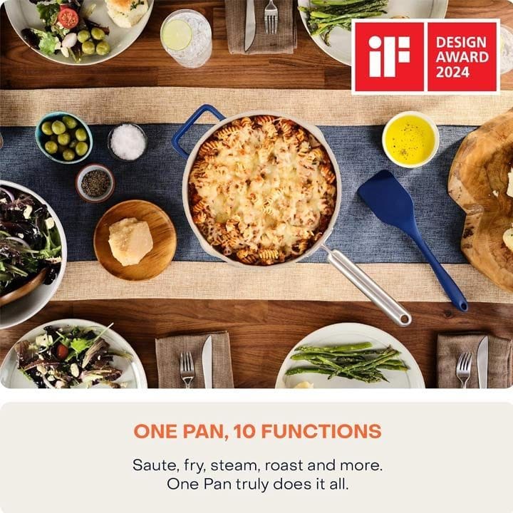 Nutricook 26cm One Pan – Blue Non-Stick Cookware, Even Heat Distribution, Easy-Clean Scratch-Resistant Surface | NC-OP126B