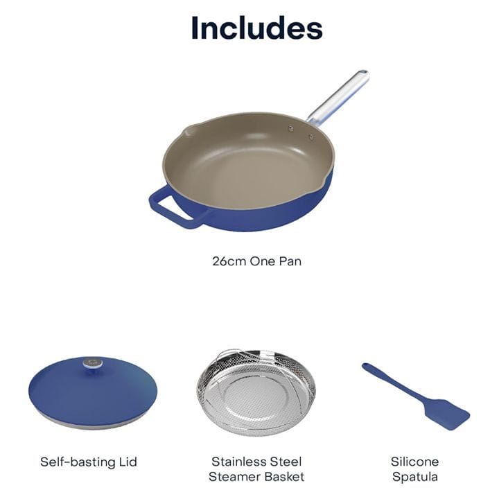 Nutricook 26cm One Pan – Blue Non-Stick Cookware, Even Heat Distribution, Easy-Clean Scratch-Resistant Surface | NC-OP126B