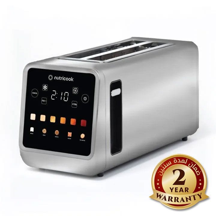 Nutricook Toastie 4-Slice Stainless Steel Digital Toaster – LED Display Controls, 1450W Fast Toasting Power, Multiple Browning Levels | NC-TS401