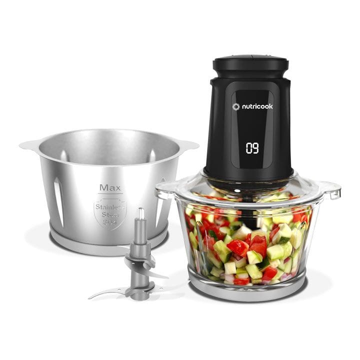 نوتريكوك خلاط كهربائي 2 لتر زجاج وأوعية من ستانلس ستيل 304 | NC-CH2000