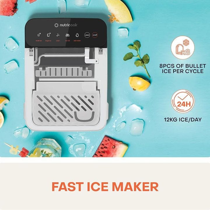 Nutricook Bullet Ice Maker – Fast Ice Production, Compact Countertop Design, Easy One-Touch Operation for Home Use - Black | NC-ICY510K